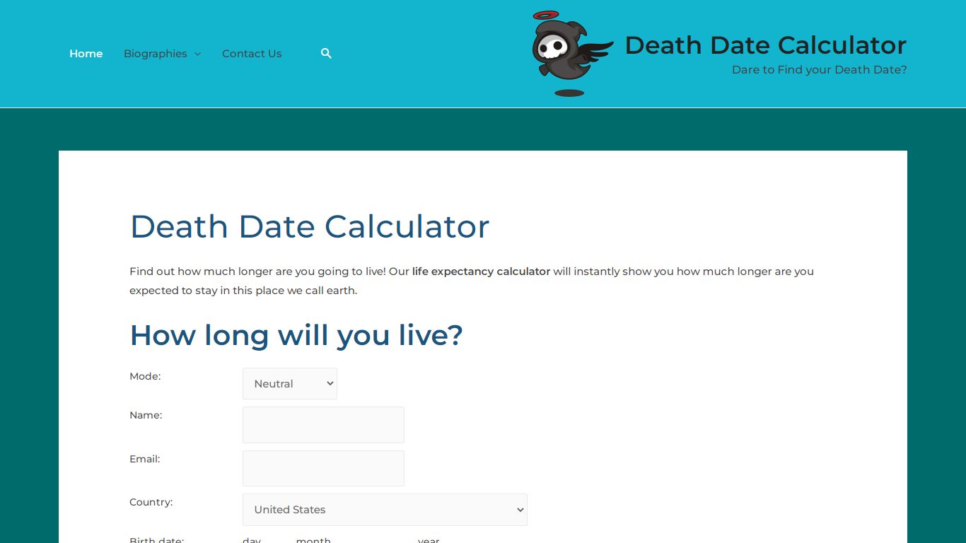 Death Date Calculator - Dare to Find your Death Date?