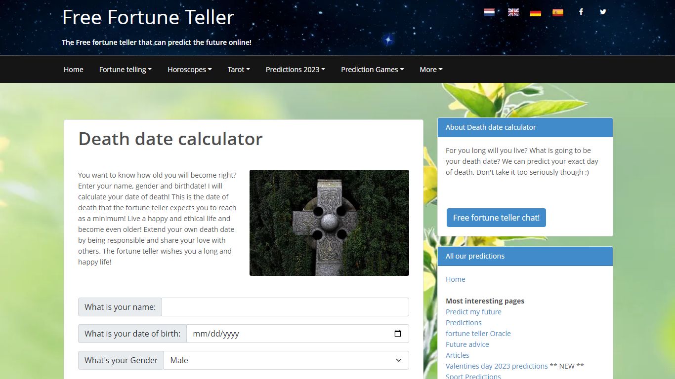 Death date calculator - Free Fortune Teller